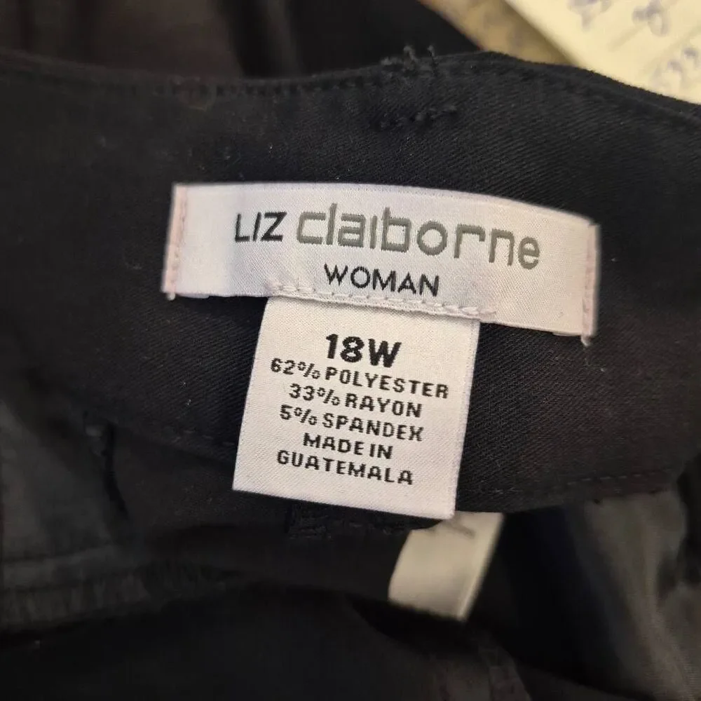 NWT Liz Claiborne Plus Women Black Secretly Slimming Sophia Trouser 18